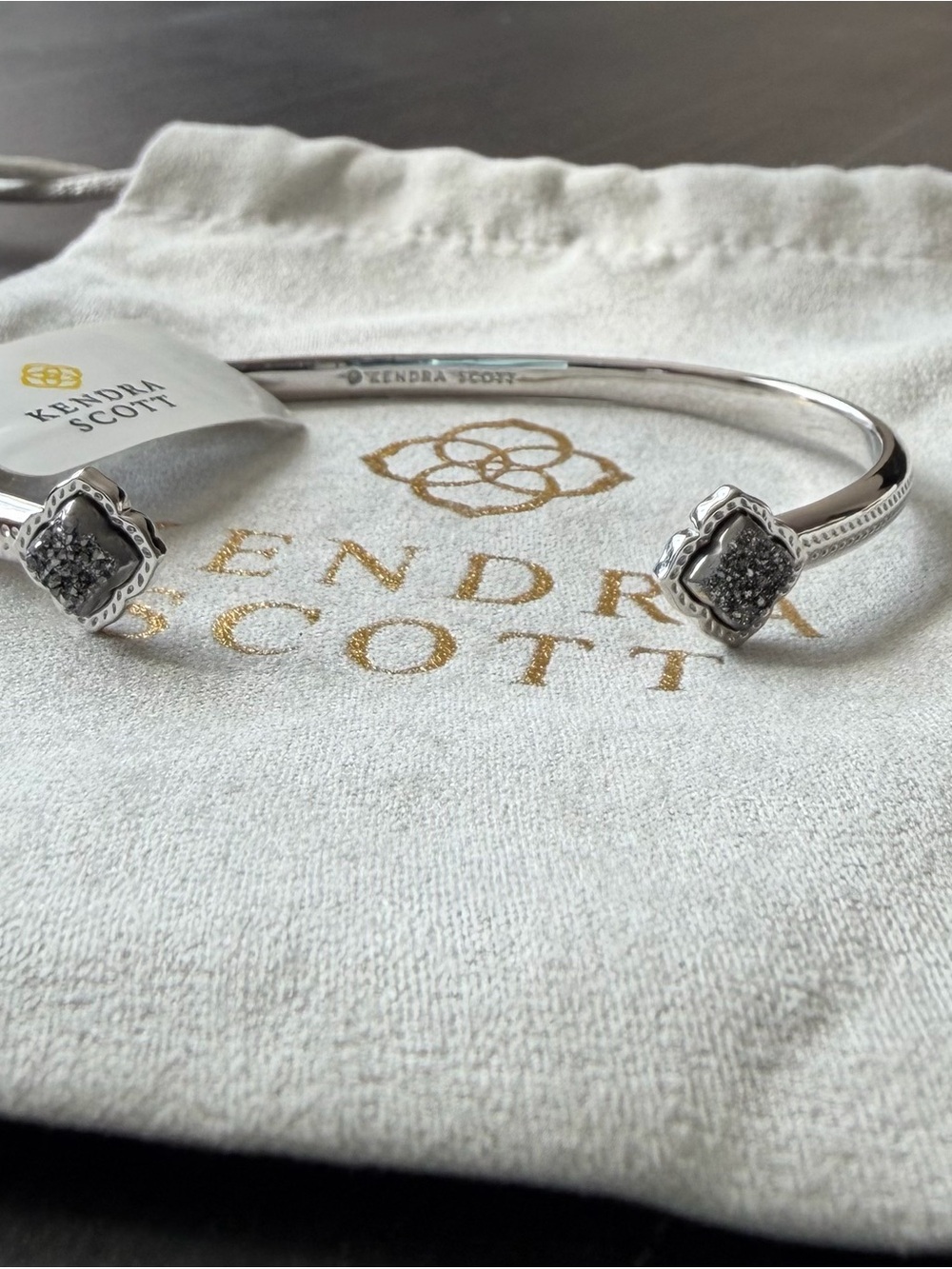 Kendra Scott Silver Open Cuff Bracelet with Textured Endstones - Picture 4 of 6